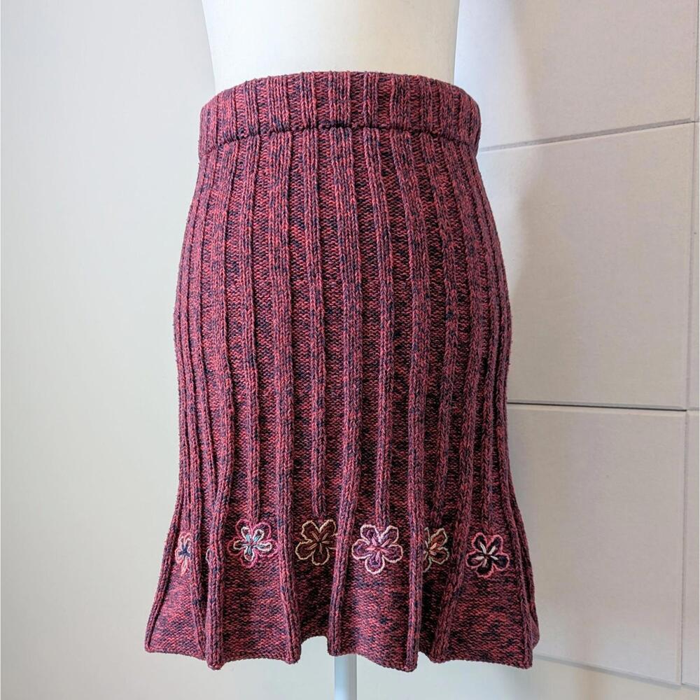 Lele Knits chunky cotton linen marled knit short skirt